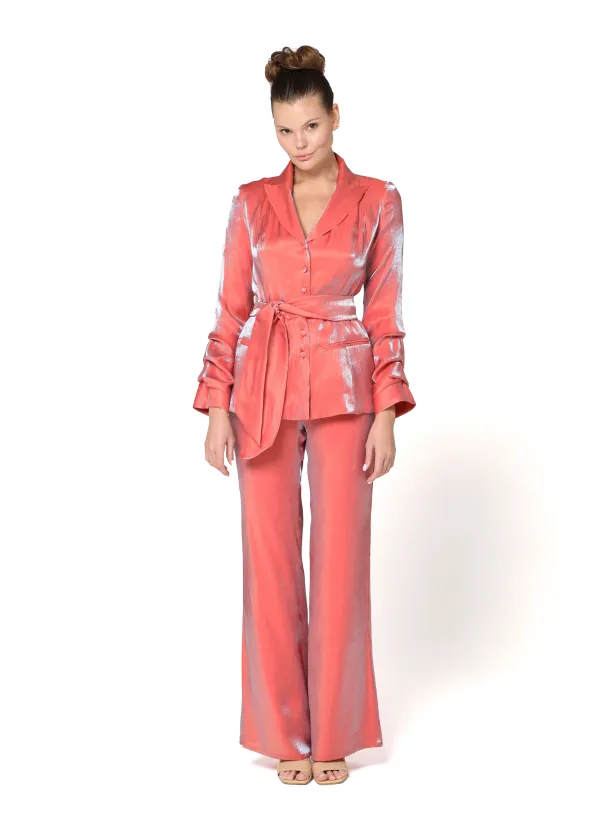 Querida Jacket-Pants Set - Red Orange