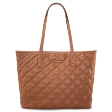 Quilted Handbag for Women Tote Purse Shoulder Bag Large Fashion Hobo Purse, Quilted Brown, L