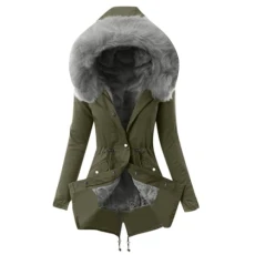 Quilted Jacket Women's Warm Long Winter Jacket Lined Fleece Down Jacket Cotton Elegant Puffer Jacket Long Sleeve Casual Fleece Jacket with Hood Winter Coat Winter Outdoor Costume Jacket,