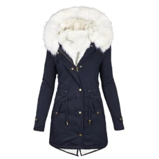 Quilted Jacket Women's Warm Long Winter Jacket Lined Fleece Down Jacket Cotton Elegant Puffer Jacket Long Sleeve Casual Fleece Jacket with Hood Winter Coat Winter Outdoor Costume Jacket,