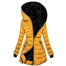 Quilted Jacket Women's Warm Long Winter Jacket Lined Fleece Down Jacket Cotton Elegant Puffer Jacket Long Sleeve Casual Fleece Jacket with Hood Winter Coat Winter Outdoor Costume Jacket,