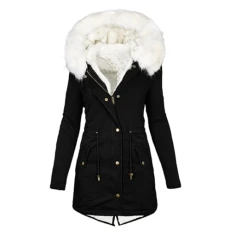 Quilted Jacket Women's Warm Long Winter Jacket Lined Fleece Down Jacket Cotton Elegant Puffer Jacket Long Sleeve Casual Fleece Jacket with Hood Winter Coat Winter Outdoor Costume Jacket, Z14