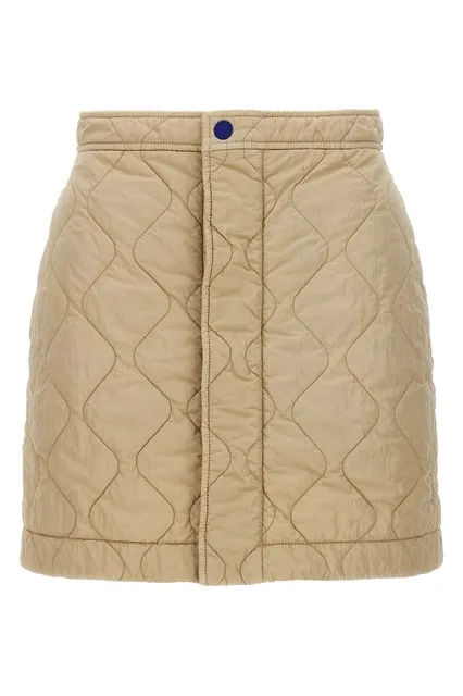 Quilted nylon skirt - Beige