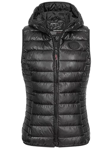 Quilted vest transition autumn winter vest windbreaker hooded vest, black, XL