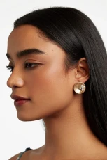 Rabmag Gold And Pearl Oversized Stud Earring
