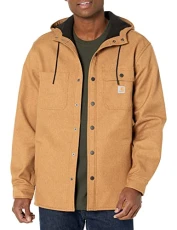 Rain Defender Relaxed Fit Heavyweight Hooded Shirt Jacket, Brown, XL Rain Defender Relaxed Fit Heavyweight Hooded Shirt Jacket, Brown, XL