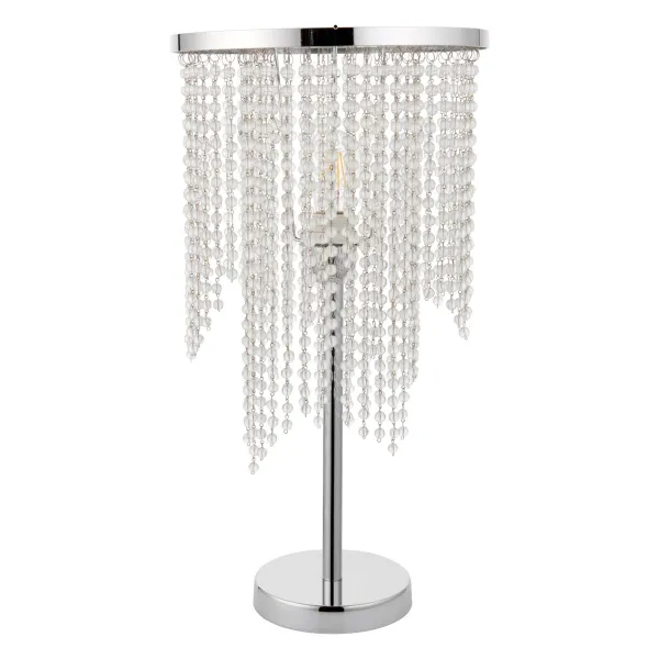 Rain Light Polished Chrome 52cm Table Light with Clear Glass Droplets - Silver