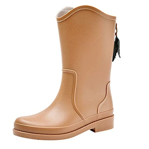 Rain Shoes Outdoor Waterproof Shoes Kitchen Rubber Shoes Soft Bottom Comfortable Rain Boots with Centre Tube Women's Shoes Wedge Heel Half Wellington Boots Women's Rain Boots Women, a, 8.5 UK