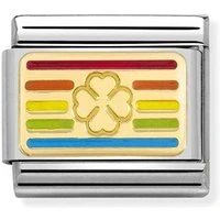 Rainbow Four Leaf Clover Flag Charm