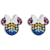 Rainbow Minnie Mouse Earrings - Silver