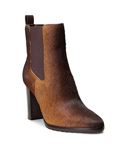 Ralph by Ralph Lauren Women's Mylah Ombré Haircalf Bootie Ankle Boot, Dark Brown Ombre/Chestnut Bro