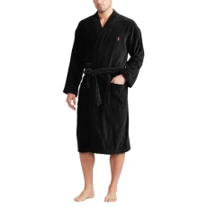 Ralph Lauren Mens Black Kimono Robe Dressing Gown (Small/Medium)