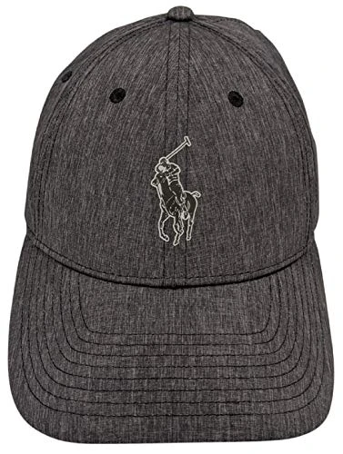 RALPH LAUREN POLO Men`s Baseline Performance Cap with Adjustable Back Strap, Outline Hat Grey /Black, One size