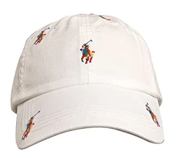 RALPH LAUREN POLO Men`s Embroidered Chino Cap, Pure White/Multi Pp Aoe, One size RALPH LAUREN POLO Men`s Embroidered Chino Cap, Pure White/Multi Pp Aoe, One size
