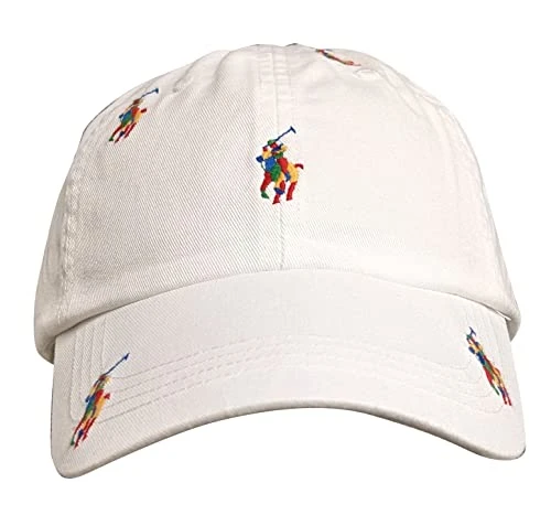 RALPH LAUREN POLO Men`s Embroidered Chino Cap, Pure White/Multi Pp Aoe, One size
