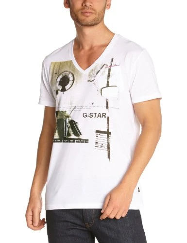 Raw Evens V T Short Sleeve Printed Men's T-Shirt Solid White Small