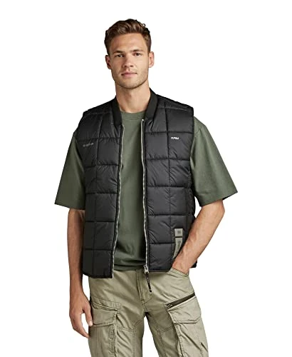 RAW Jackets Men's Meefic Square Quilted Weste,Black (dk black D22715-B958-6484),XS