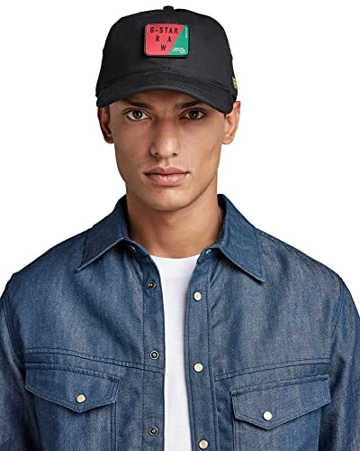 RAW Men's Avernus Badge Baseball Cap, Black (dk black D23082-D387-6484), PC