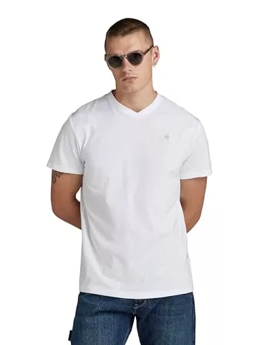 RAW Men's Base-S V-Neck T-Shirt, White (white D16412-336-110), S