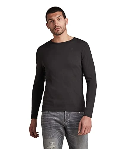 RAW Men's Basic Round Neck Long Sleeve T-Shirt, Black (black D07204-124-990), S