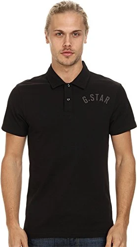 RAW Men's Fenster Polo Short-Sleeve in Single Jersey T-Shirt, Black, Small