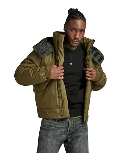 RAW Men's Flight bomber puffer, Green (dark olive D23644-D389-C744), M