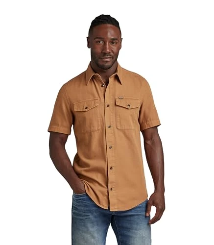 RAW Men's Marine Slim Shirt Shirts, Brown (chipmunk gd D19751-7647-D834), M