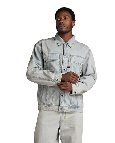 RAW Men's Oversized Denim Jacket, Blue (vintage akoya blue D24332-D536-G327), XL