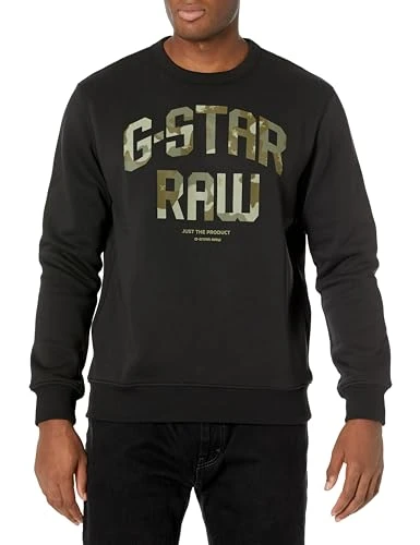 Raw Men's Premium Graphic Crew Neck Sweatshirt, Dark Black, XL