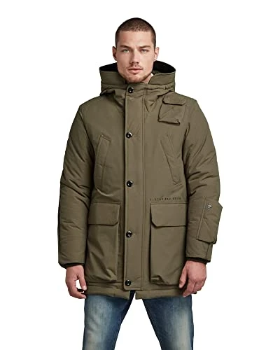 RAW Men's Vodan Padded Hooded Parka, Green (combat D20099-A281-723), S