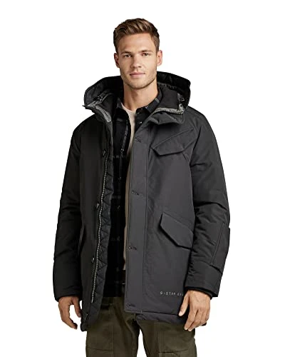 RAW Men's Vodan Padded Hooded Parka Jackets, Black (dk black D22713-A281-6484), XXL