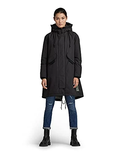 RAW Women's Hooded Fishtail Parka, Black (dk black D20128-A281-6484), M