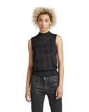 RAW Women's Pointelle Mock Knitted Pullover, Black (caviar D22118-B754-D301), S RAW Women's Pointelle Mock Knitted Pullover, Black (caviar D22118-B754-D301), S