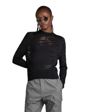 RAW Women's Pointelle Text Knitted Sweater, Black (dk black D23924-B754-6484), M RAW Women's Pointelle Text Knitted Sweater, Black (dk black D23924-B754-6484), M