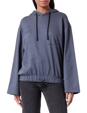 RAW Women's Text Print Hooded Loose Sweatshirt, Blue (fantem blue D22094-D163-863), M RAW Women's Text Print Hooded Loose Sweatshirt, Blue (fantem blue D22094-D163-863), M