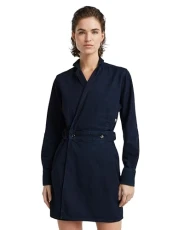 RAW Women's Wrap Dress Long Sleeve Casual, Blue (Worn in Deep Blue Ocean D25350-d539-g839), XL