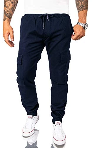 RC-2082 Men's Cargo Chino Trousers - Blue - W34