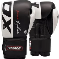 RDX S4 Leather Boxing Gloves Black/White 14oz