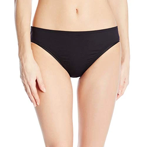 REACTION Women's Rainbow Connection Solid Hipster Bikini Bottom, Black, S