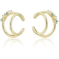 Recycled Gold & Blue Candy Cluster Ear Cuffs - Gold