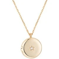 Recycled Gold Crystal Star Locket Necklace - 50cm