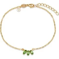 Recycled Gold & Green Crystal Cluster Bracelet - 17cm