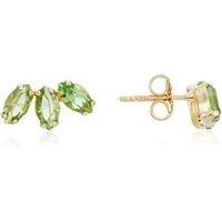 Recycled Gold & Green Crystal Cluster Earrings - Gold