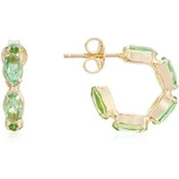 Recycled Gold & Green Crystal Cluster Hoop Earrings - Gold