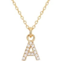 Recycled Gold Letter Crystal Necklace - Letter A