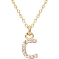 Recycled Gold Letter Crystal Necklace - Letter C