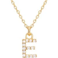 Recycled Gold Letter Crystal Necklace - Letter E