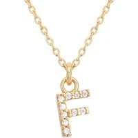 Recycled Gold Letter Crystal Necklace - Letter F