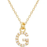 Recycled Gold Letter Crystal Necklace - Letter G