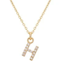 Recycled Gold Letter Crystal Necklace - Letter H